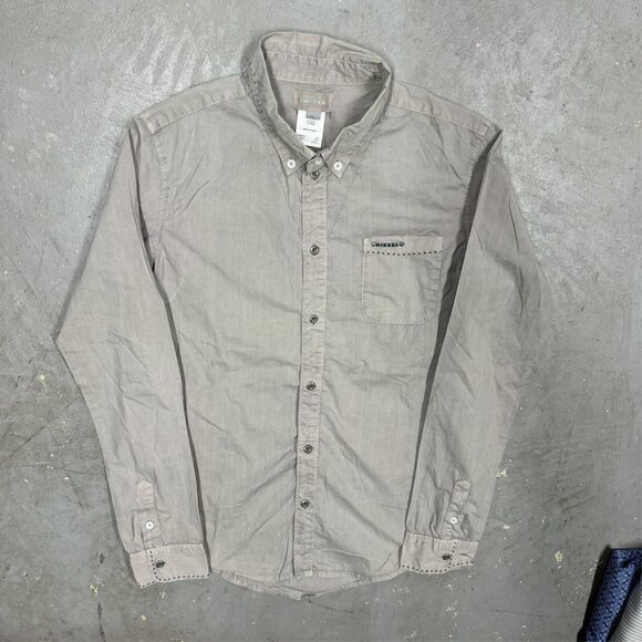 DIESEL Button Down Shirt Long Sleeve Poker Card Graphic Cotton Medium - Picture 3 of 9